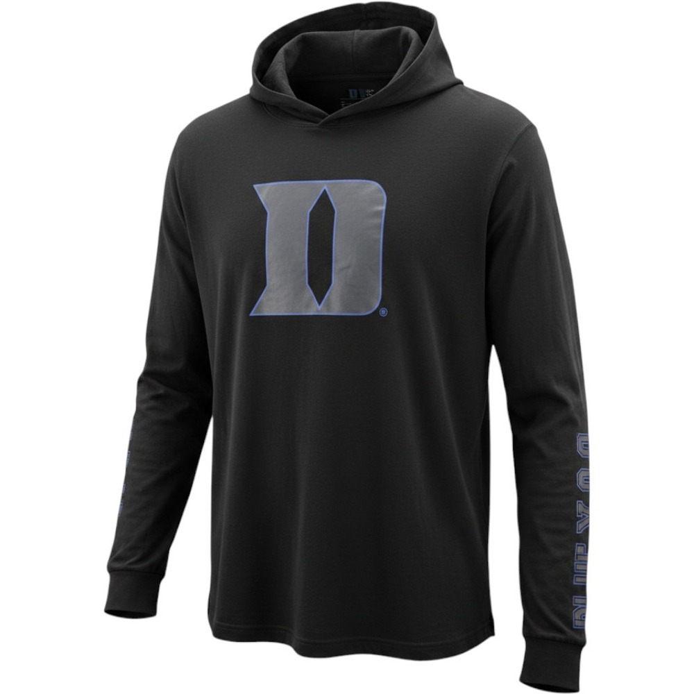 Colosseum Duke Blue Devils Black Hoodie Long Sleeve Tee Shirt Mens XLarge NEW
